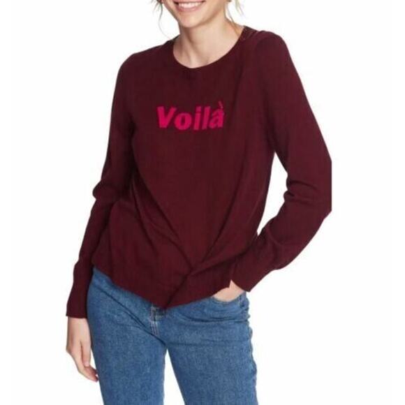 Court & Rowe Women's Burgundy Fine Gauge Voila` Sweater Small $79 - Picture 1 of 4